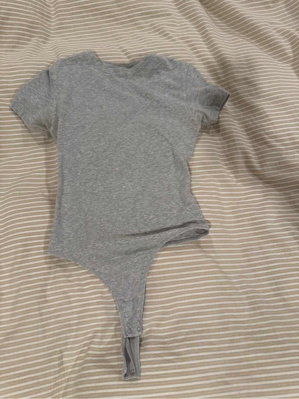 Gray Short-Sleeve One-Piece Bodysuit